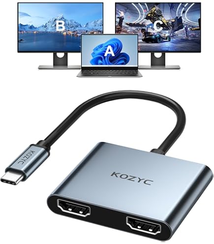 Amazon.com: USB C to Dual HDMI Adapter 4K@30Hz, KOZYC USB C Hub