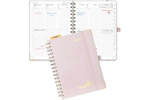 POPRUN 2026 Agenda [Medium-8.5" x 6.25" Wire-Bound Hard Cover] - Daily Weekly and Monthly Planner 2026 with Hourly Schedule, 