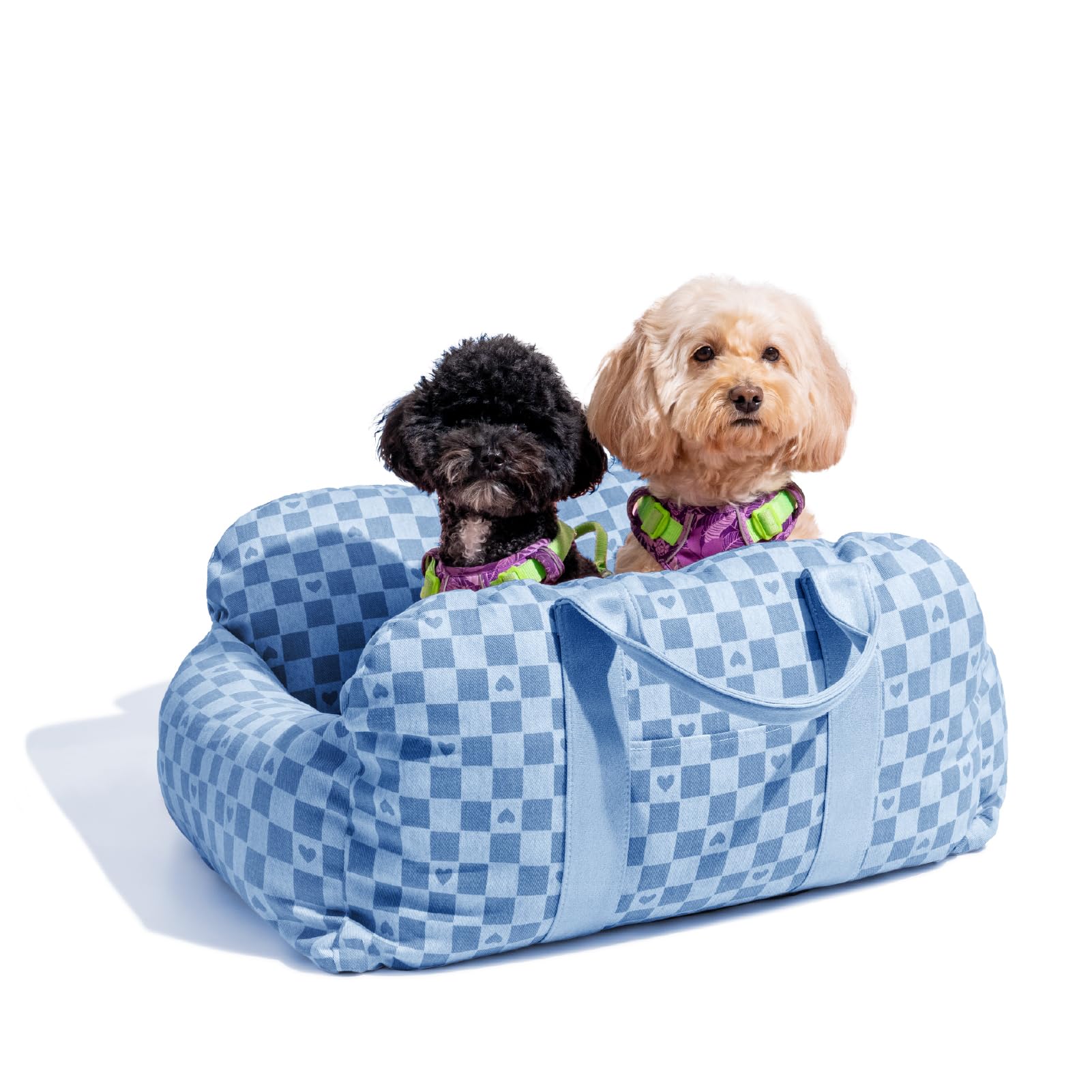 Photo 1 of FUNNYFUZZY Dog Car Seat Carrier - 2 Washable Detachable Booster Seats With Storage Pocket, Safety Clip-On Leash - Portable Travel Pet Bed for Dogs & Cats