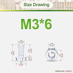 Pzsmocn 200 Pieces/100 Sets M3*6 mm PC Transparent