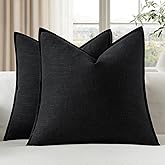 EMEMA Decorative Linen Throw Pillow Covers 26x26 Inch Black Boho Farmhouse Neutral Couch Throw Pillows for Bed Pack of 2 Accent Pillowcase Modern Sofa Cushion Livingroom Home