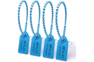 FALEYA.WZW Pull Tight Security Seals, Plastic Tamper Tags 100pcs 250mm for Fire Extinguishers & Shipping, Self-Locking Safety Disposable Numbered Zip Ties (10 in Blue)