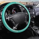 SISROW Mint Green Stripe Car Steering Wheel Cover Turquoise Stripe Brush Stroke Steering Wheel Cover Universal Car Accessories 15 Inch Steering Wheel Cover for Trucks Auto Vans, steer1001