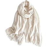 Bawnhaw Gauze Summer Scarf Women Men Lightweight Soft Large Long 75x40 Beach Headscarf Shawls Wrap Fringed for Travel Party
