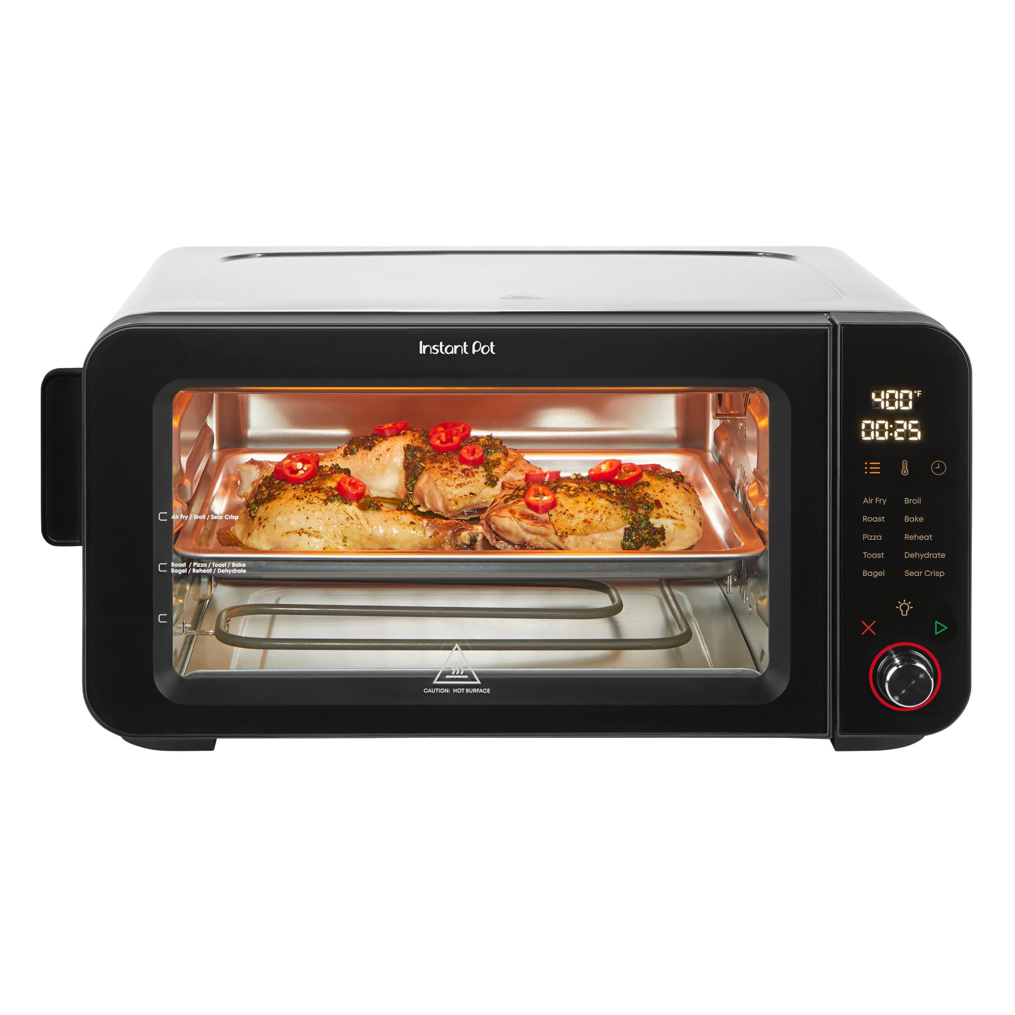 Instant Pot No Preheat Required* 6-Slice Air Fryer Toaster Oven with InstantHeat Technology, 10-in-1, Air Fry, Roast, Bake, Sear Crisp, Toast, Bagel, Broil, Dehydrate, Reheat, and Make Pizza