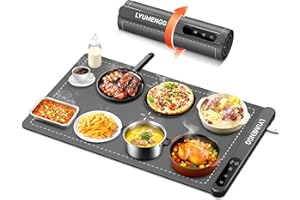 Lyumengg Warming Mat For Food 500W Graphene High-Tech 5s Rapid Food Warming Mat,6-Temp And 6h Timer Food Warmer,Auto Shut Off Chafing Dishes For Buffet,Roll Up Food Warmers For Parties Buffet Grey