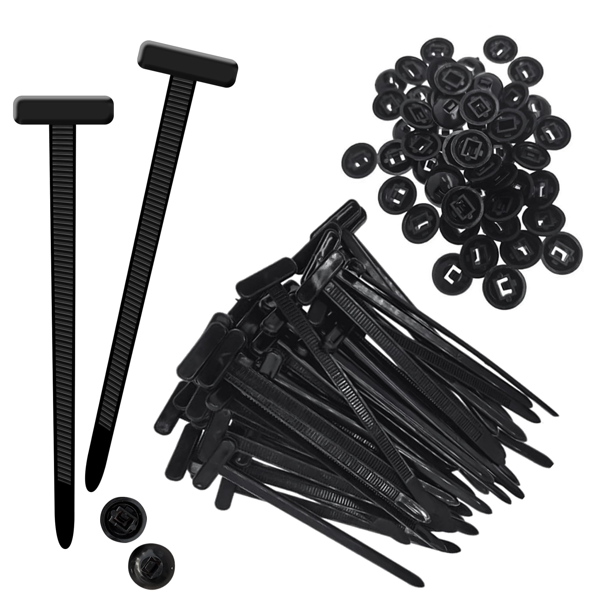 Photo 1 of 100PCS Nylon Universal Cable Tie Buckle Zip Ties – Push Mount Button Lock Clips, UV-Resistant Fasteners for Car Wire Harness, Garage, Electrical & Automotive Use