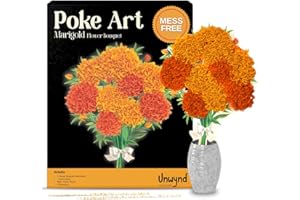Unwynd Poke Art Marigold Flower Bouquet, Mess-Free Sewing Fabric Arts & Crafts for Adults, DIY Flower Bouquet Kit, Birthday Gifts for Women, Activity Craft Kit for Adults & Teens, Hobbies for Moms