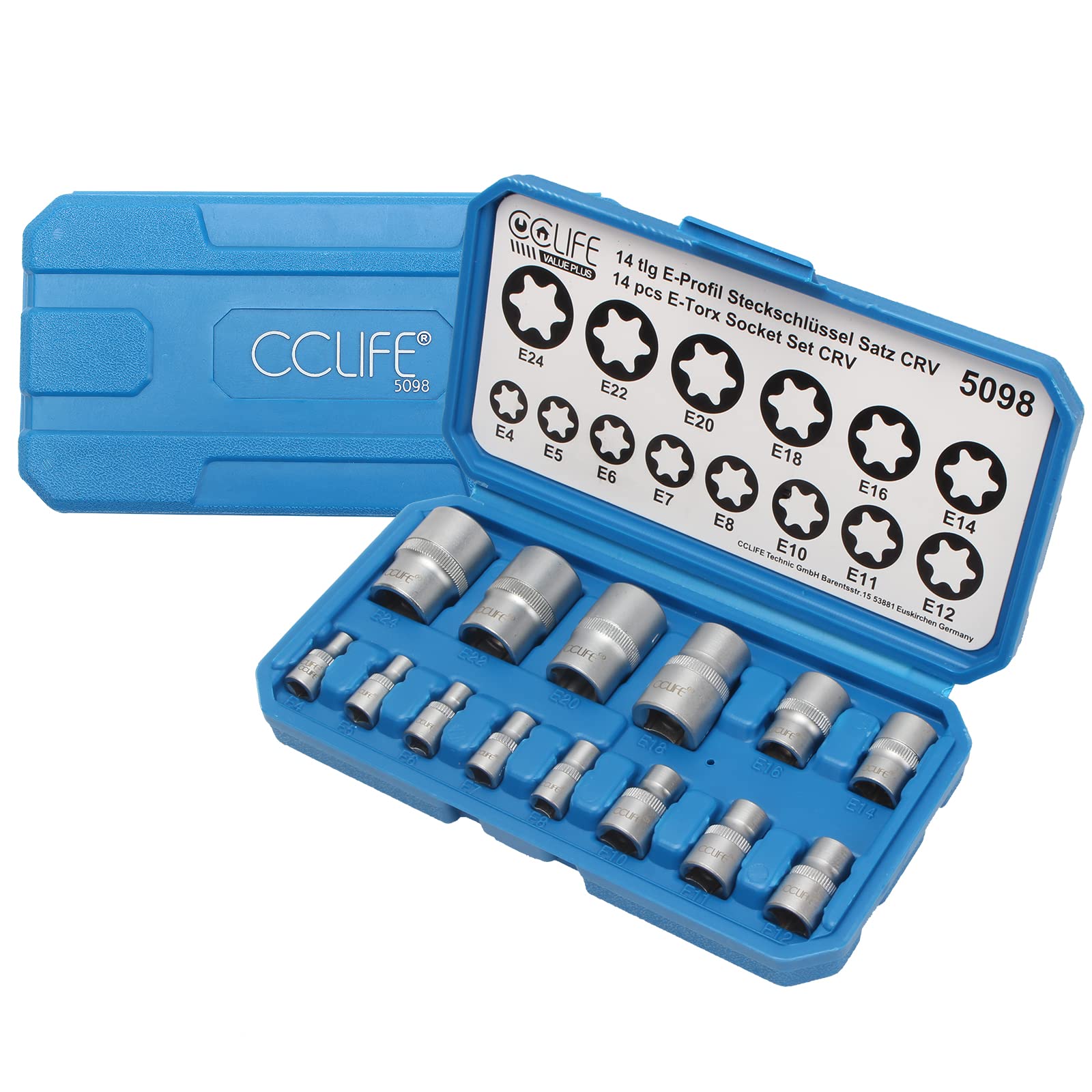 CCLIFE 14 pcs Female E Star Torx Socket Set E4-E24