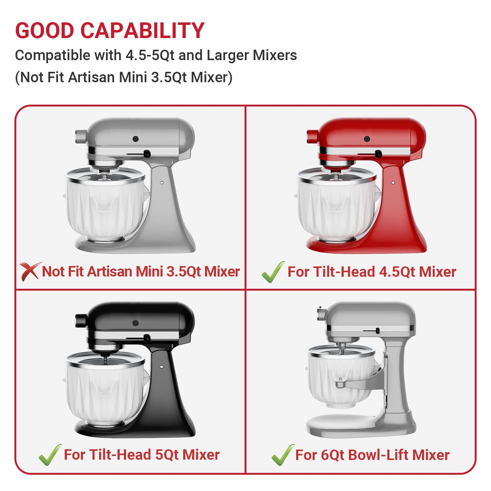 Ice Cream Attachment for KitchenAid Stand Mixer, Compatible with KitchenAid 4.5 Qt and Larger Stand Mixers, 2-Quart Frozen Yogurt - Ice Cream & Sorbet Gelato Maker by GVODE