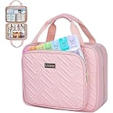 Leudes Travel Pill Bottle Organizer,Medicine Organizer and Storage,Home Medication Bag, Cases,Carrier for Pills,Vitamin,Fish Oil,Supplements for Women and Men (Medium, Pink)