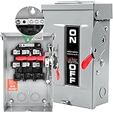 【Upgrade】 3P 30 Amp Disconnect,New Add Ground Design,Disconnect Switch | Non-Fuse,NEMA 3R Standard,Heavy Duty Steel Material,Rust and Corrosion Resistant,Indoor and Outdoor,120/240v,10-Year Warrnaty