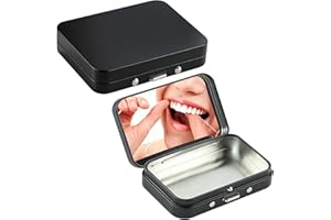 2Pcs Dental Floss Picks Dispenser, Portable Dental Floss Case with Mirror, Quick Refill Floss Pick Holder Storage Case for Tr