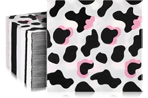 Fainne 100 Pack Pink Cow Print Napkins 2 Layers Farm Animal Party Napkins 13 x 13 Inch Disposable Cow Napkins Cocktail Cow Print Tissue Paper for Animal Themed Birthday Party Supplies Decorations