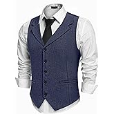 COOFANDY Men's Suit Vests Slim Fit Waistcoat Notch Lapel Casual Formal Vest