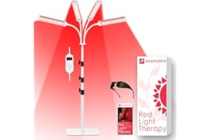 Arikashin Red Light Therapy Lamp with Adjustable Stand, Timer, Height, Brightness - 660nm, 660nm+850nm, 660Nm+940nm- Effective for Body and Skin Vitality, 4-Head,White,36W