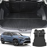 JOULARISE Cargo Mat with Backrest Mat for Toyota RAV4 2019-2024 2025 (Include Hybrid) Car Mat Accessories, All Weather TPE Trunk Cargo Liner Trunk Mat with Seat Back Mat (Trunk Mat with Backrest Mat)