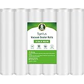 Syntus Vacuum Sealer Bags for Food, 6 Rolls 11" x 16' Commercial Grade Bag Rolls, BPA Free Food Vac Bags for Storage, Meal Prep or Sous Vide