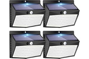 PEASUR Solar Outdoor Lights, [138 LED/4 Packs] Solar Motion Sensor Security Lights with 3 Lighting Modes Solar Wall Lights Waterproof Solar Powered Lights for Garden Fence Yard Deck Garage