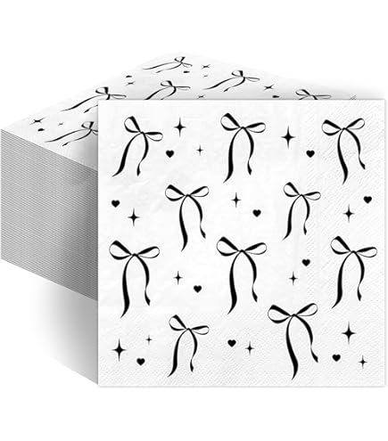 50 Serviettes En Papier Nœud Rose - 33x33 Cm - Pour Mariage, Fête, Anniversaire, Décoration De Table