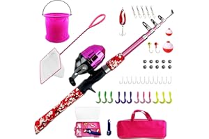 WIDDEN Kids Fishing Pole, Portable Telescopic Kids Fishing Poles for Boys and Girls, Fishing Rod and Reel Combo Kit with Tackle Box, and Fishing Net, Best Fishing Pole for Toddler Youth