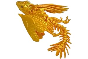 SGYYSG Feathered Wyvern Dragon,3D Printed Dragon, Articulated Dragon with Wings, 3D Printed Toys, Desktop Pet - Perfect for Fantasy Enthusiasts (Gold)