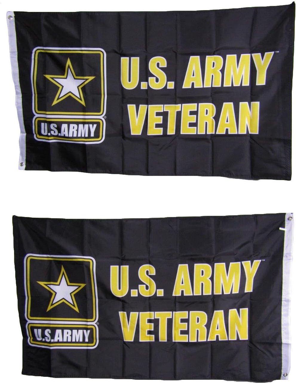 3x5 U.S. Army Veteran Star Heavy Duty Polyester Nylon 200D Double Sided Flag 3'x5' Banner Brass Grommets UV Resistant Premium Quality Double Stitched Canvas Header.