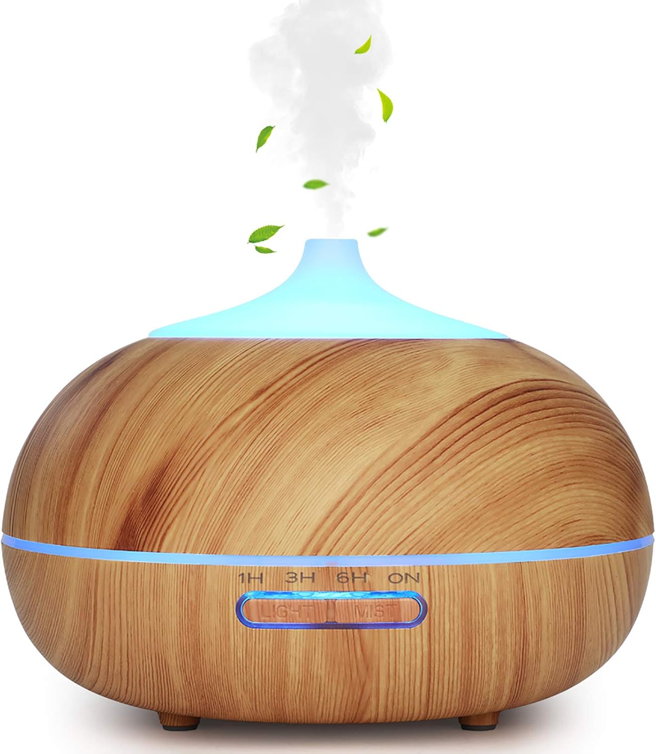 WD&CD Essential Oil Diffusers Humidifiers for Home 300-400ML Ultrasonic Aroma Diffuser Humidifier Cool Mist/Waterless Auto-off / 7 Color Lights / 3 Timer Setting/Whisper Quiet(Light Wood Grain)