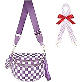 Ecehyon Checkered Crossbody Bag for Women/Spacious Nylon Bum Bag Two Shoulder straps/Sling Bag for Women Purse Checkerboard