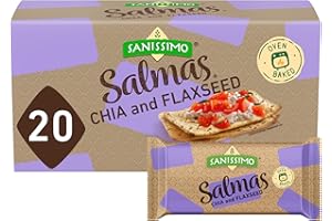 Sanissimo Salmas Chia & Flaxseed, 20 Packs of 3 Crackers, Oven Baked Corn Crackers, Gluten Free, Non-GMO, Kosher Certified