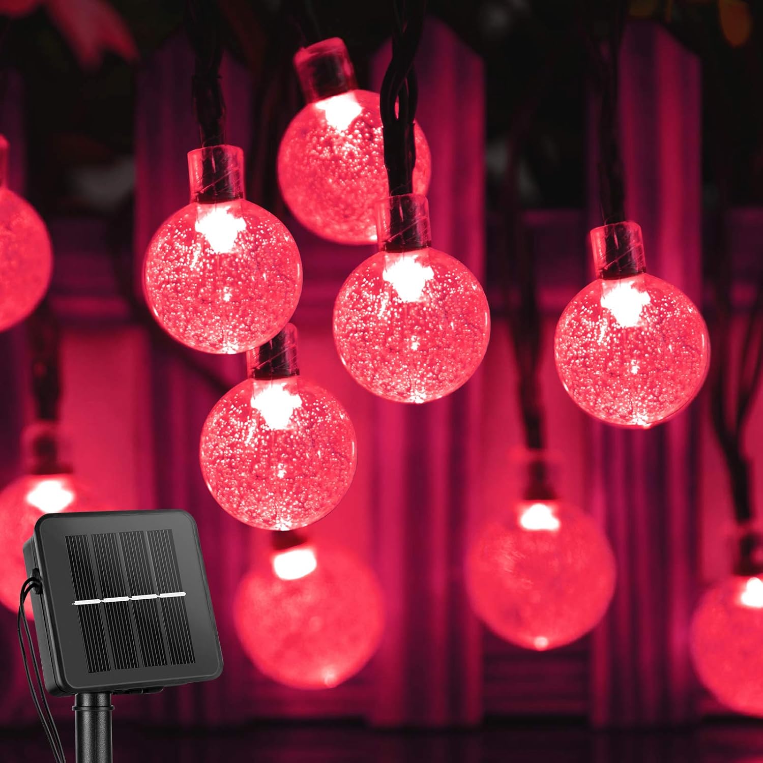 Solar String Lights Outdoor 60 Led 35.6 FT Crystal Globe Lights with 8 Lighting Modes, Waterproof Solar Powered Patio Lights for Garden Yard Porch Wedding Party Decor (Warm White) - - 