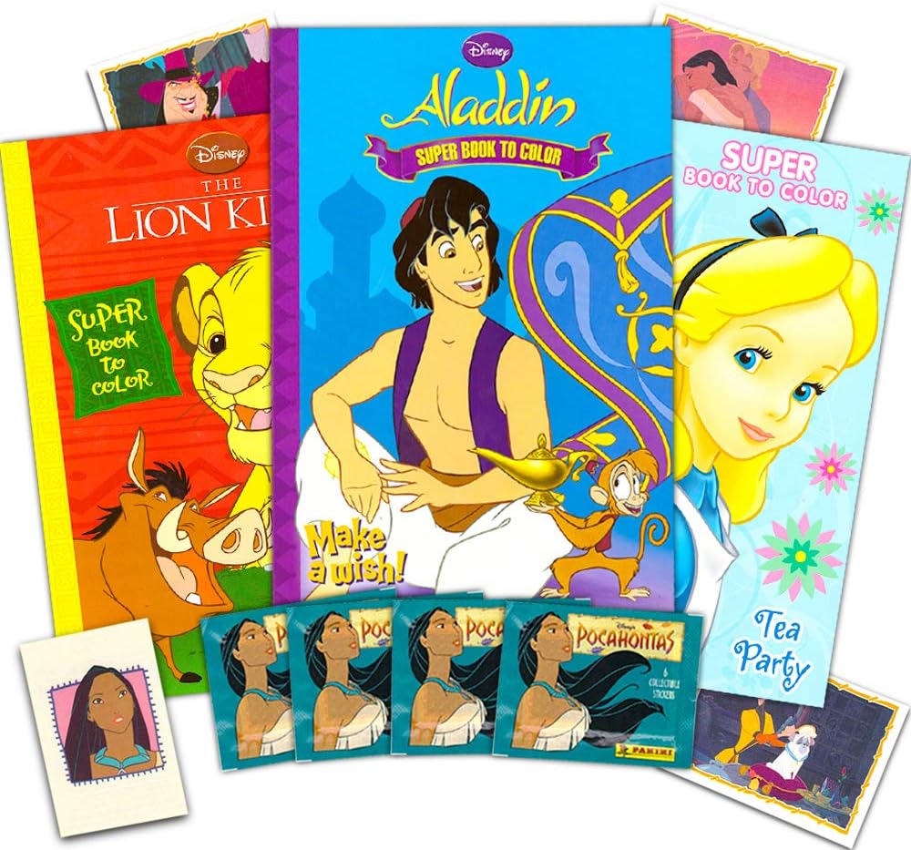 Amazon Com Disney Coloring Books For Kids Set 3 Disney Coloring Books For Kids Ages 4 8 And 2 4 With Stickers Aladdin Lion King Alice In Wonderland Toys Games