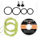 ANGLER DREAM Tenkara Line Tapered Braided Furled Leader Fly Fishing Line with Ring - 12FT 13FT - 20LB in Gold, Grass Green, Yellow and Black, Balck