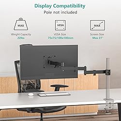 WALI Single Monitor Arm, Universal 3 Tier Arm Fully