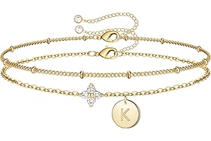 M MOOHAM Christmas Gifts for Teens Women Bracelets - Dainty Four Leaf Clover Bracelet for Women Trendy Initial Bracelet for Teen Girls Jewelry Birthday Gifts Stocking Stuffers for Teen Girls