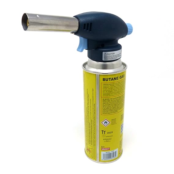 Starlet24 Bunsenbrenner Lötbrenner Gasbrenner Camping Gasanzünder Lötlampe mit Piezozündung + 4X MS-1a Gaskartuschen, Einstel