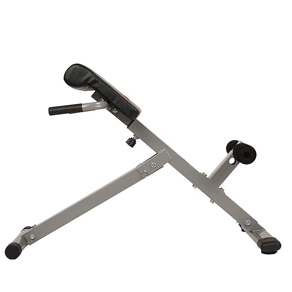 SUNNY HEALTH & FITNESS 45-DEGREE HYPEREXTENSION ROMAN CHAIR WITH ADJUSTABLE HEIGHT AND BACK, GLUTE, HAMSTRING, AND AB WORKOUTS FOLDABLE SIT UP GYM BENCH FOR HOME, GRAY – SF-BH6629