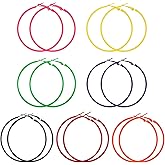 BOHUIZ 7 Pairs Colored Hoops Earrings, Women's Colorful Matte Hoop Earring, Lightweight Round Retro Bright Colorful Hoop Earring for Women's Jewelry Making, DIY Earrings Crafts