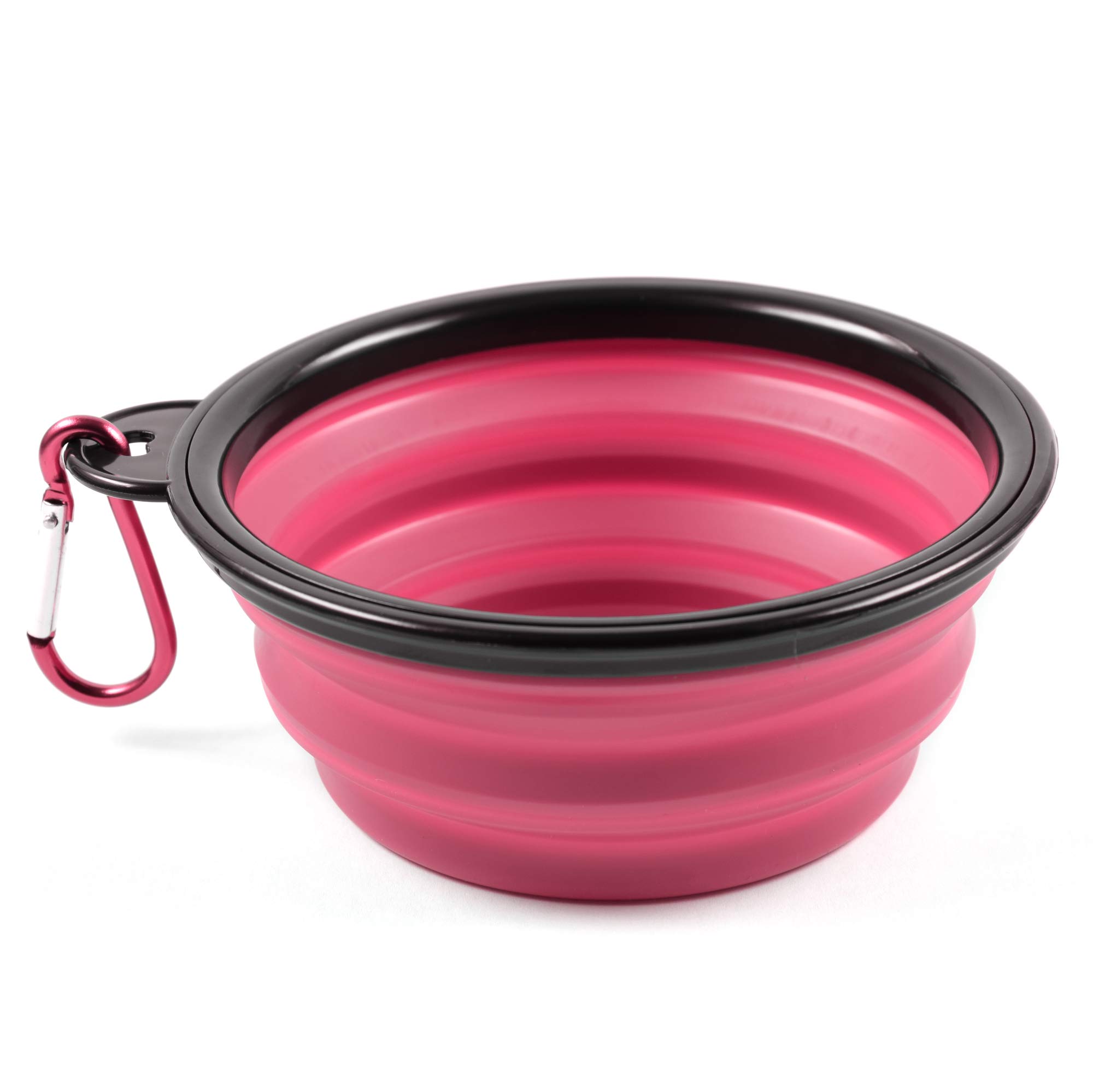 PhoneNatic Foldable Silicone Dog Bowl in Pink, Travel Bowl for Dogs and Cats with Carabiner - 350 ml, 60014329, Small (350 ml)