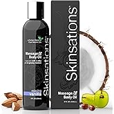 Skinsations - Vanilla Massage Oil for Massage Therapy - 8oz | Silky-Soft Blend of Sweet Almond Oil, Fractionated Coconut Oil,
