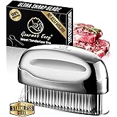 Meat Tenderizer Tool, Easy to Clean, One Piece Design - No Disassembly Needed, Ultra Sharp Needle Blades 100% Stainless Steel