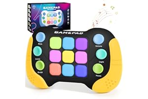 AOTIBO Fast Push Game Fidget Toys Handle, Flashing Handheld Game for Kids Teens Adults, Electronic Brain & Memory Game, Quick Push Buttons Gamepad, Xmas Birthday Gifts STEM Toys for Boys Girls (Yellow - B)