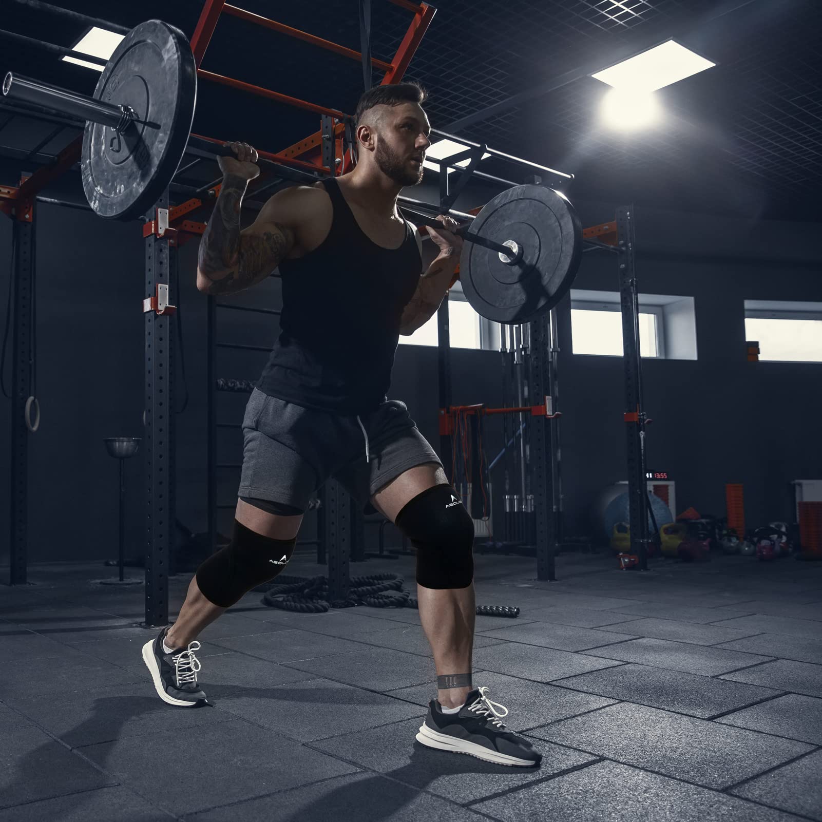 AEOLOS Knee Sleeves (1 Pair)，7mm Compression Knee Braces for Heavy-Lifting,Squats,Gym and Other Sports(Medium,22Black3)