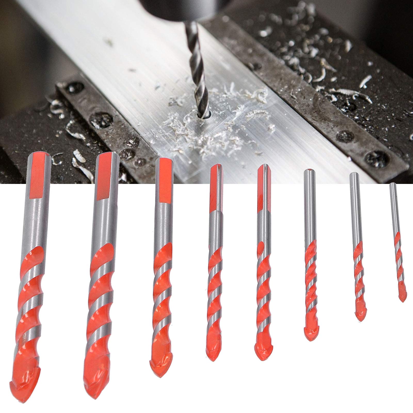 Alvinlite Masonry Drill Bits Set of 8 (BRICK, CEMENT, CONCRETE, GLASS, PLASTIC & WOOD) Multi-Purpose Bits Accessory Drilling(3/4/5/6/6/8/10/12mm)