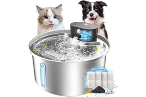 BEST JAJA Wireless Cat Water Fountain Stainless Steel, 2025 Upgraded New Sensor - 3 Work Modes, 6000mAh Battery Operated Cat Water Fountain Cordless, Pet Water Dispenser for Cats Dogs Indoor - 108oz/3.2L
