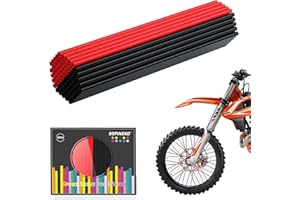 SOPINEKO 72Pcs Spoke Skins Covers Spoke Wraps Wheel Decoration for Motorcycle Bicycle Dirt Bike Wheelchair(Red & Black)