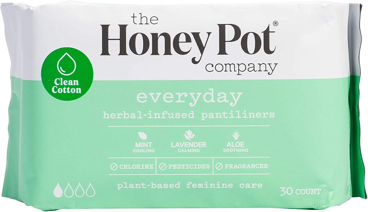 The Honey Pot Company Everyday Herbal-Infused Pantiliners | Natural Sanitary Napkin Liners | Plant-Based Feminine Care | Chlorine-, Pesticide-, Paraben-, Carcinogen-, Fragrance-Free | 30 Liner Count: Health & Personal Care