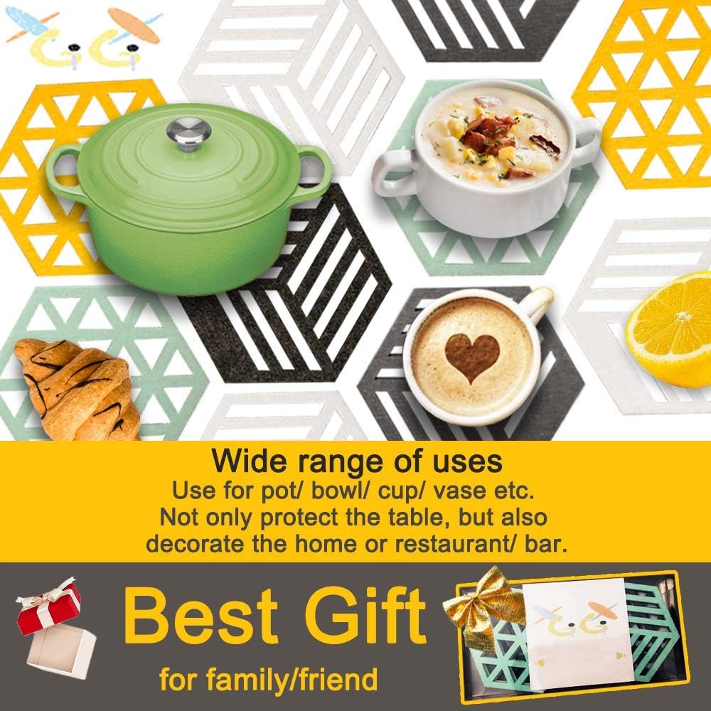 XGiGiX 10PCS New Creative Geometric Wool Felt Coasters Kit, for Drink Mat, Vases Mat, Heat Insulation Pad, Place Mat, Pot Mat, Absorbent and Dirt Resistance, can Splice and Combination.: Home & Kitchen