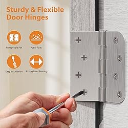AmzGod 24 Pack Brushed Nickel Door Hinges, 4 Inch