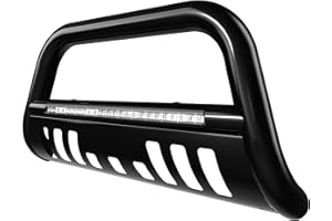 YITAMOTOR Bull Bar Compatible with 2005-2015 Toyota Tacoma w/LED Light, 3" Tubing Brush Guard Pickup Truck Front Bumper Push Bar w/Grille Skid Plate & Light Mount